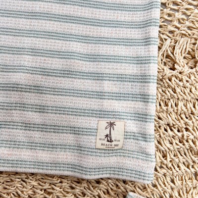  Conj. Camiseta Beach e Bermuda Listrada - Verde e Areia